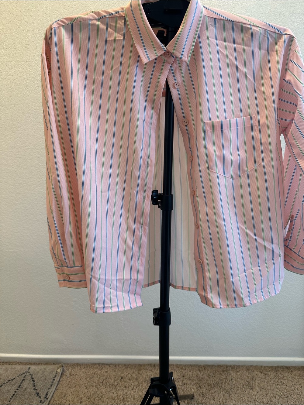 Women’s Pink Striped Button-Down Shirt